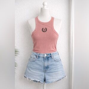 Y2K Aeropostale Pink Ribbed Western Tank Top XS Cowgirl
